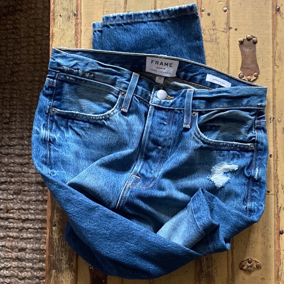 REVOLVE FRAME DENIM LE PEGGED JEAN BOHO DISTRESSED HIGH WAIST JEANS 26 - Picture 4 of 13